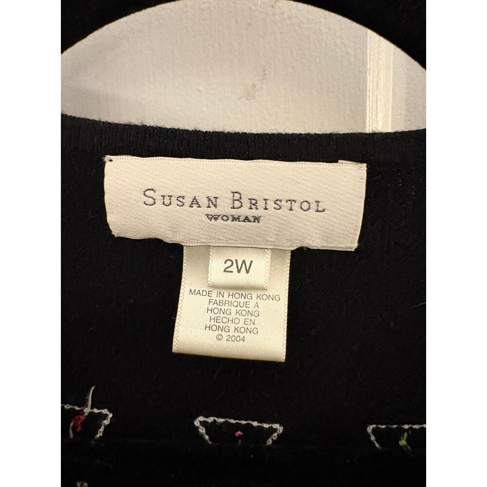 Susan Bristol Martini Glass Cardigan Sweater NEW Beaded Black Ice Cube Buttons - Picture 8 of 12